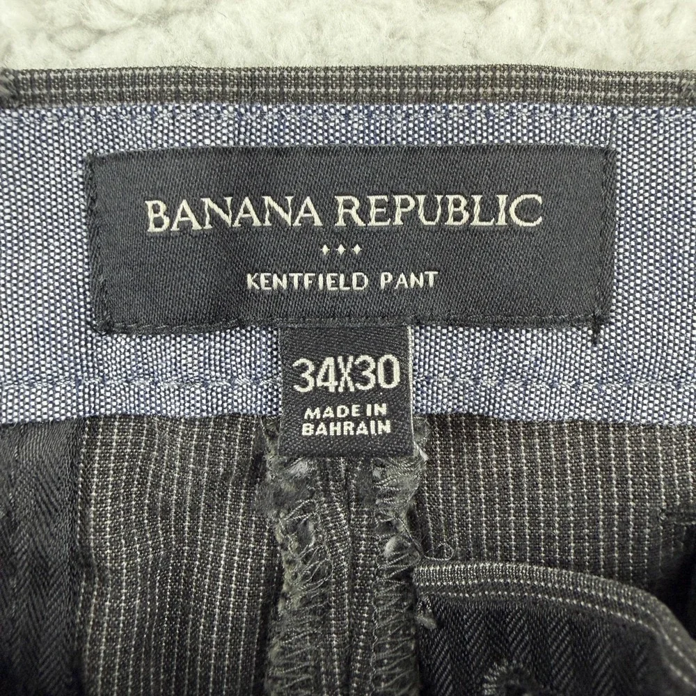 Banana Republic Kentfield Chino Pants Mens 34x30 Black Slim Fit Striped